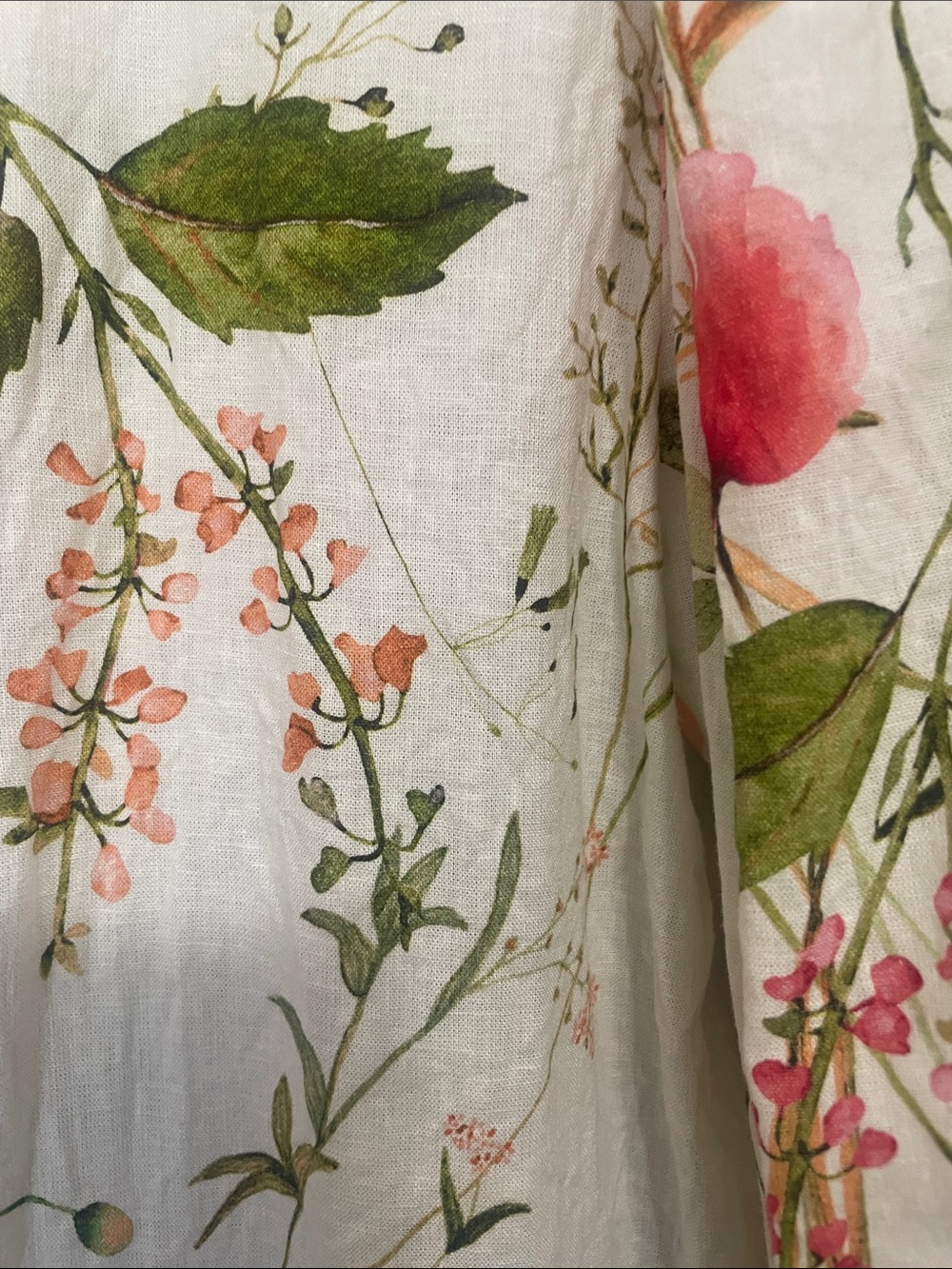 H&M Linen Blend Floral Button-Front Blouse with Pink & Green Accents - Picture 3 of 8